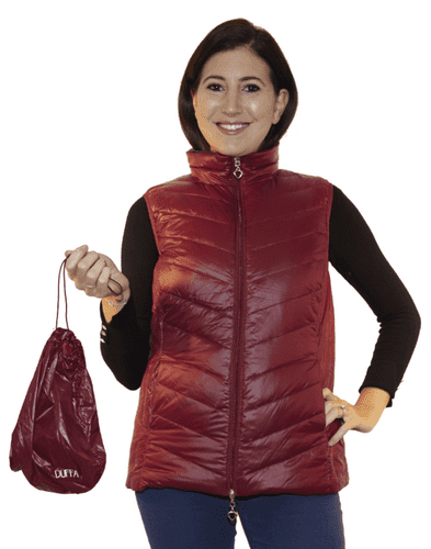 Womens Luxury Quilted Feather Down Burgundy Navy Gilet db324