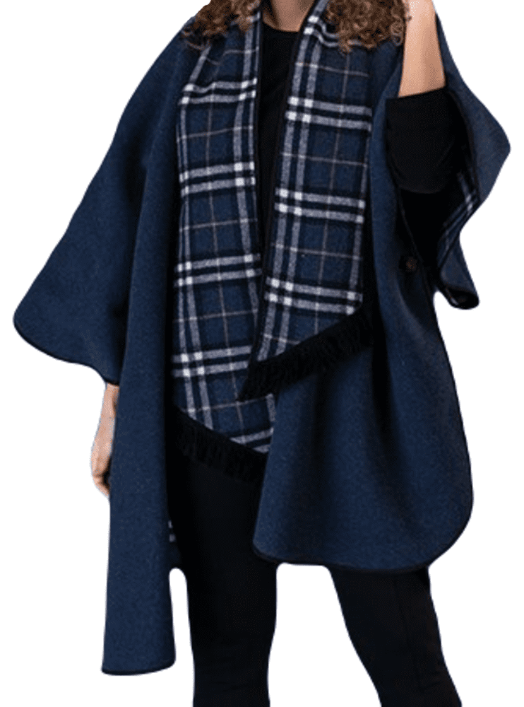 Ralph Lauren Collection Reversible Wool Cape in Navy/Green Blue Womens Clothing Coats Capes 