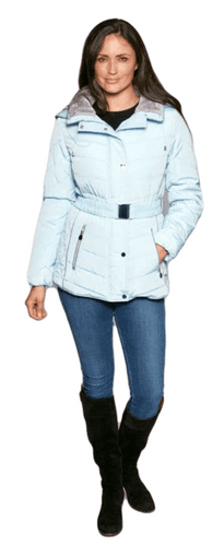 Womens Pale Blue Luxury Padded Hooded Jacket db730