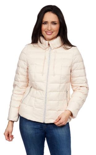 Womens Peach Feather Down Ultra Light Hooded Winter Jacket db725