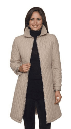 Womens Quilted Check Detail Stone Coat db107