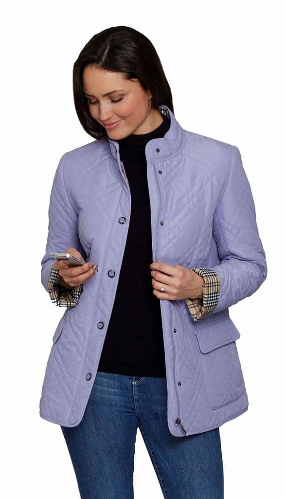 quilted collarless jacket