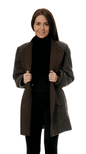 Womens Short Cashmere & Brown Tweed Coat K314