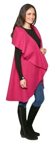 Womens Sleeveless Waterfall Wrap Pink Duster Coat K1670