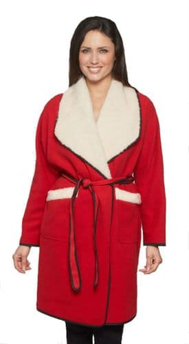 Womens Warm Blanket Fleece Red Coat K1446W