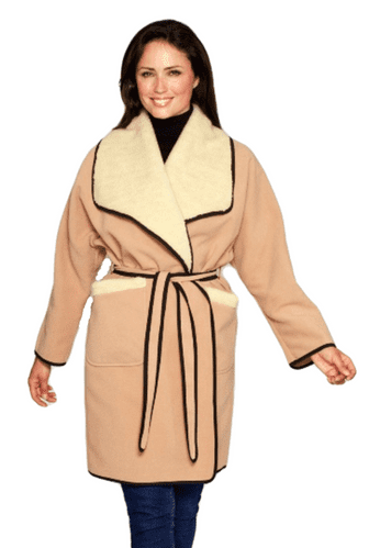 Womens Warm Camel Fleece Blanket Coat K1446W