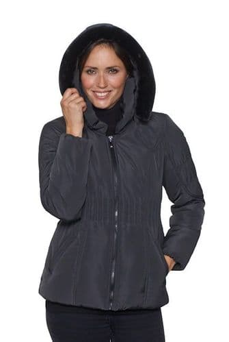 Womens Warm Padded Hooded Black Jacket db326