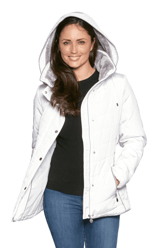 Womens White Luxury Padded Hooded Jacket db730