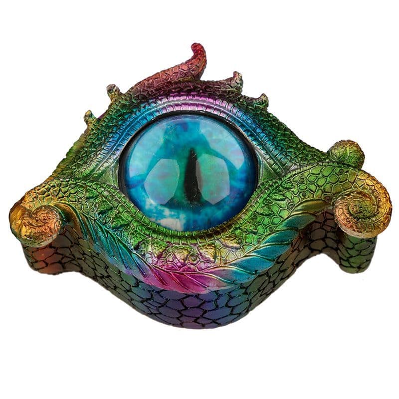 All Seeing Eye Metallic Rainbow Dragon Trinket Box