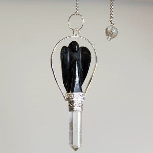 Angel Pendulum with Ring- Black Agate
