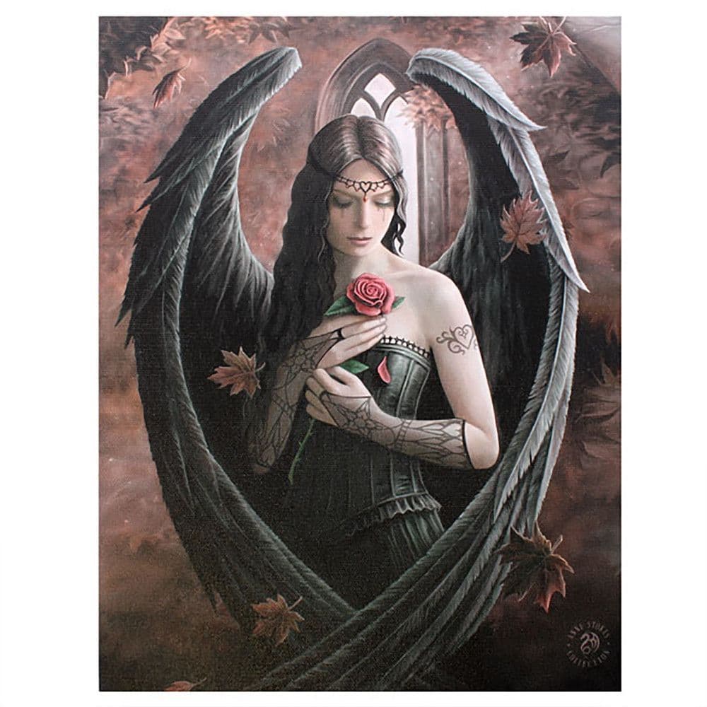 Angel Rose Canvas Plaque 19x25cm by Anne Stokes