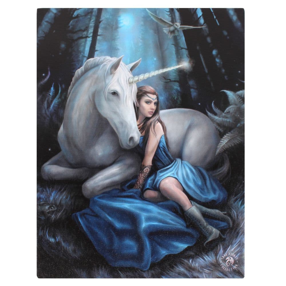 Anne Stokes Blue Moon Canvas Plaque 19x25cm
