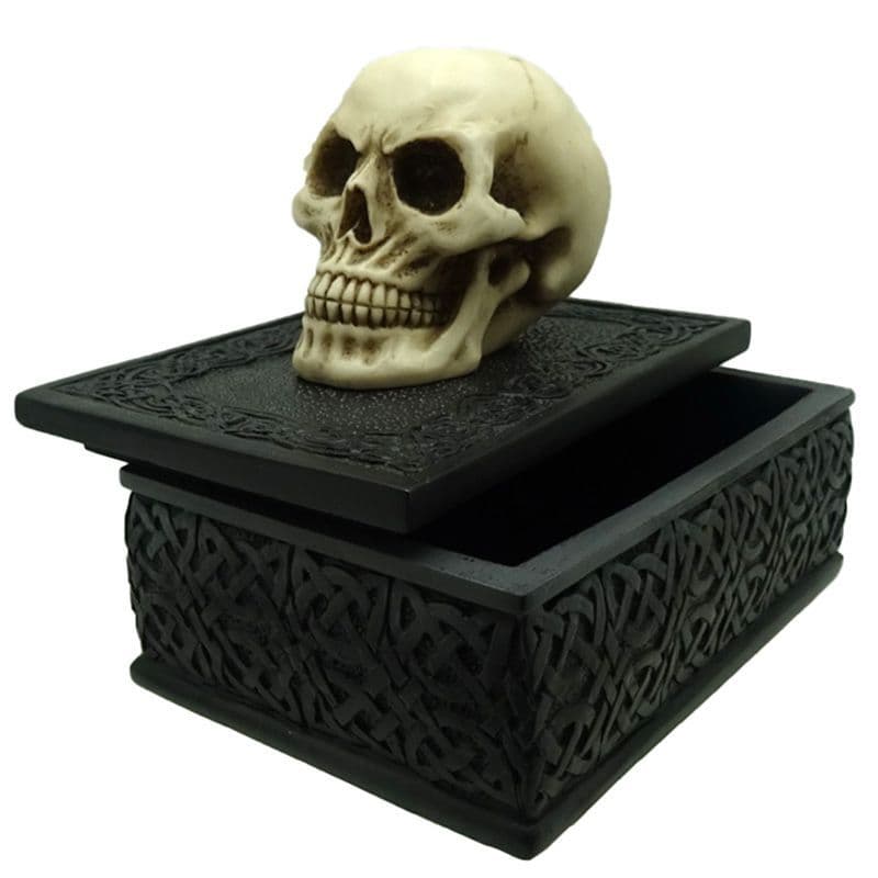 Black Celtic Knotwork Trinket Box with Skull