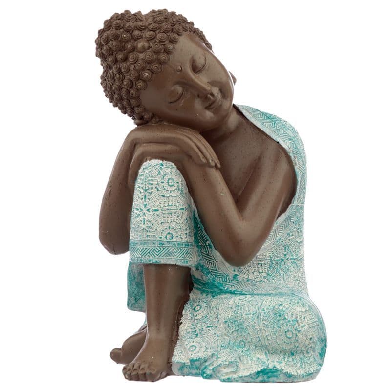 Buddha Figurine - Contemplation - Turquoise & Brown