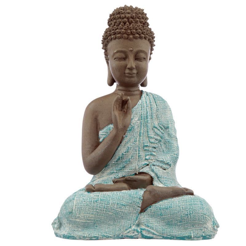 Buddha Figurine - Meditation - Turquoise & Brown