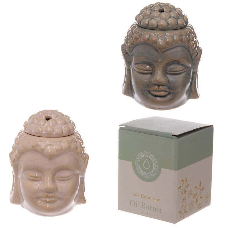 Buddha Head Design Crackle Glazed Ceramic Oil Burner