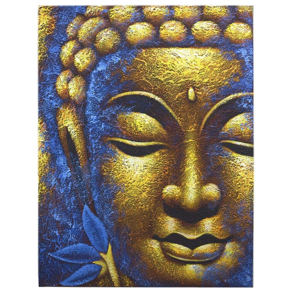 Buddha Painting - Gold Face & Lotus Flower