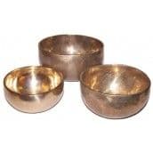 Set Of 3 Handmade Brass Singing Bowls - Largest 125mm