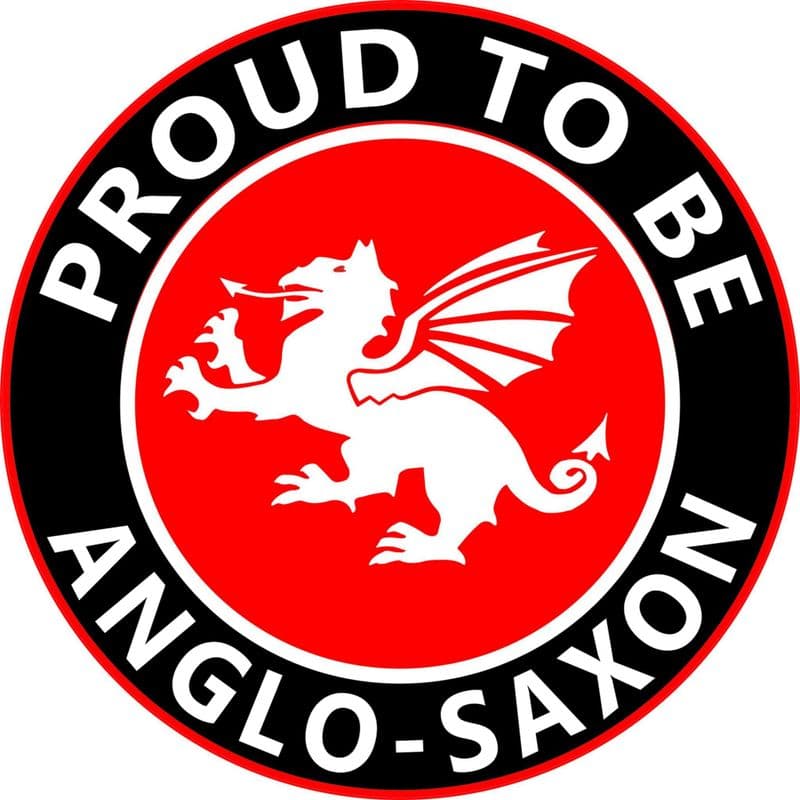 Proud To Be Anglo-Saxon White Dragon Round England Lorry/Van XL Size Sticker