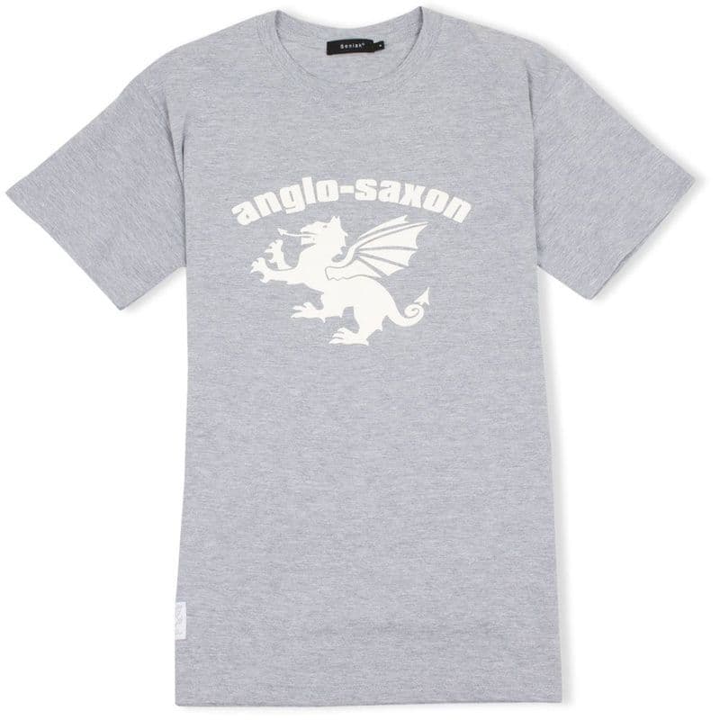 Anglo-Saxon White Dragon Light Grey Marl T-Shirt