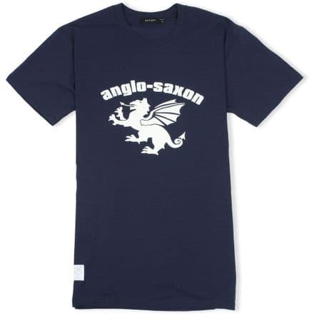 Anglo-Saxon White Dragon T-Shirt - Navy