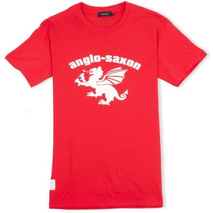 Anglo-Saxon White Dragon T-Shirt - Red
