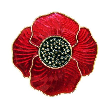 Deep Red Poppy Lapel Badge Brooch