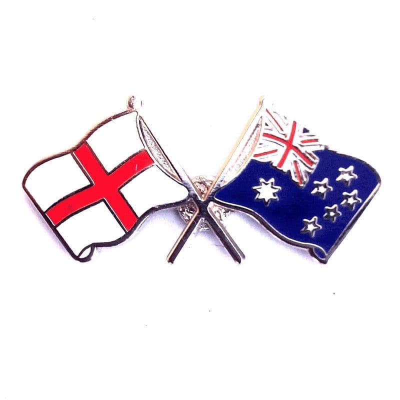 England Flag and Australia Flag Crossed Lapel Badge