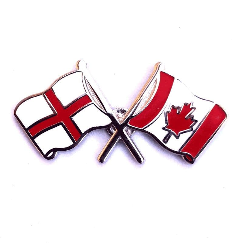 England Flag and Canada Flag Crossed Lapel Badge