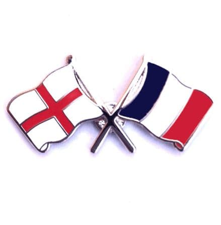 England and France Crossed Flags Lapel Badge