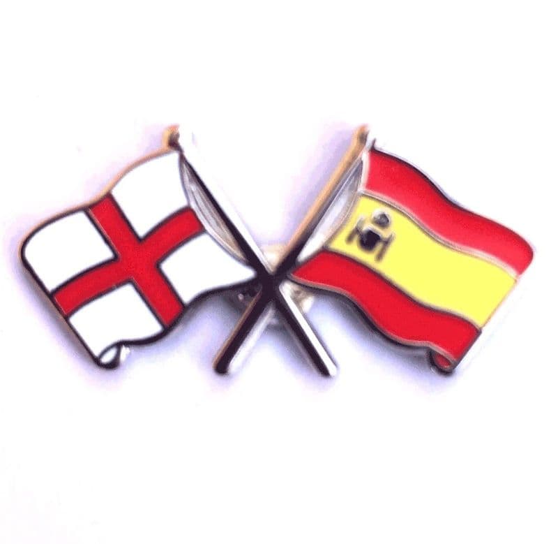 England Flag and Spanish Flag Crossed Lapel Badge