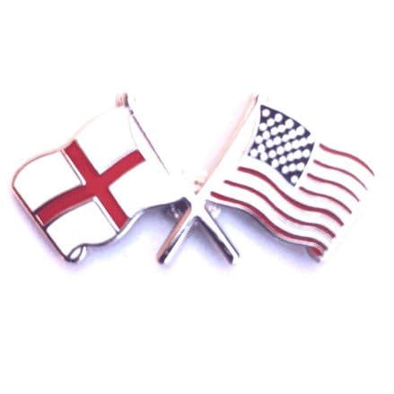 England and USA Crossed Flags Lapel Badge