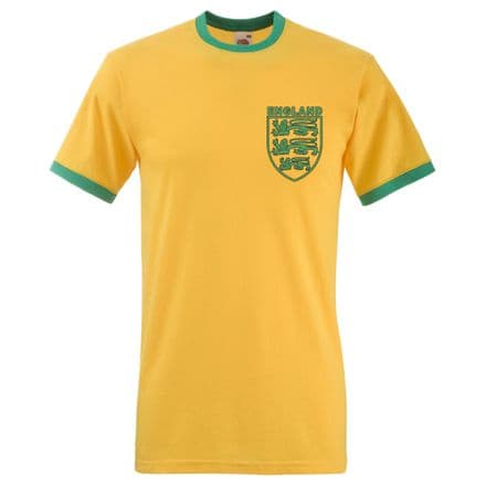 England Three Lions Yellow Retro T-Shirt