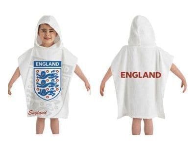 Kid's White Hooded England Poncho