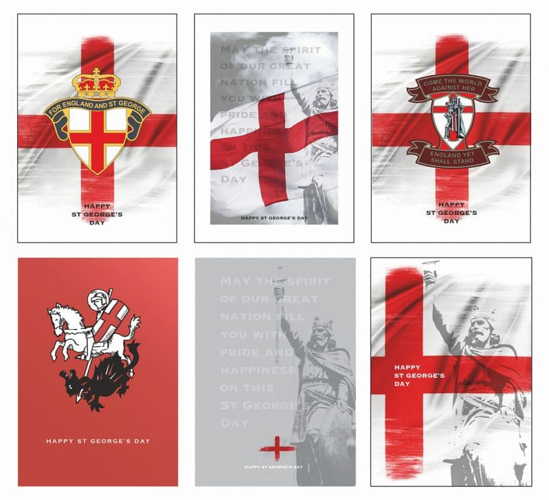 Mixed Pack of 6 St George's Day Cards