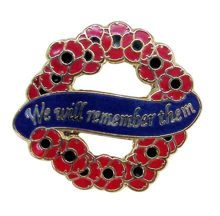 Poppies and Wreath Brooch Lapel Badge