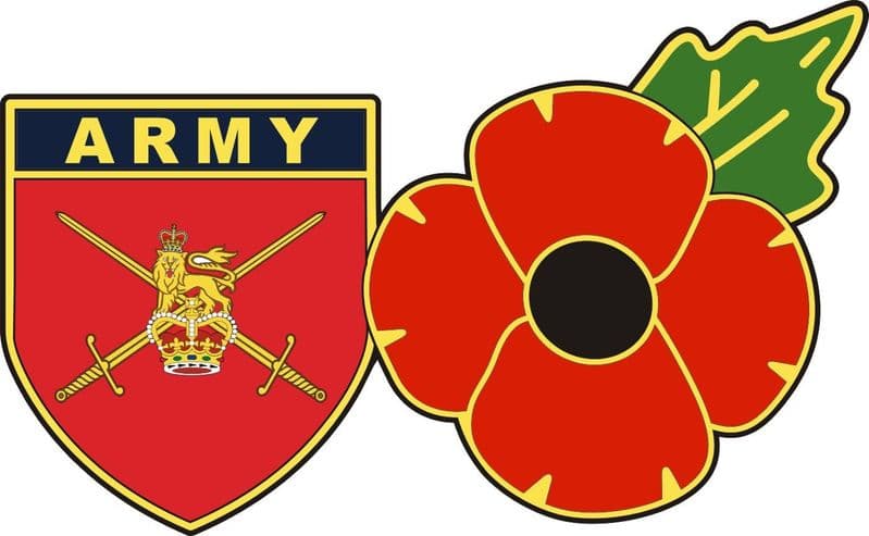 British Army Flag Shield and Poppy Car Window Sticker
