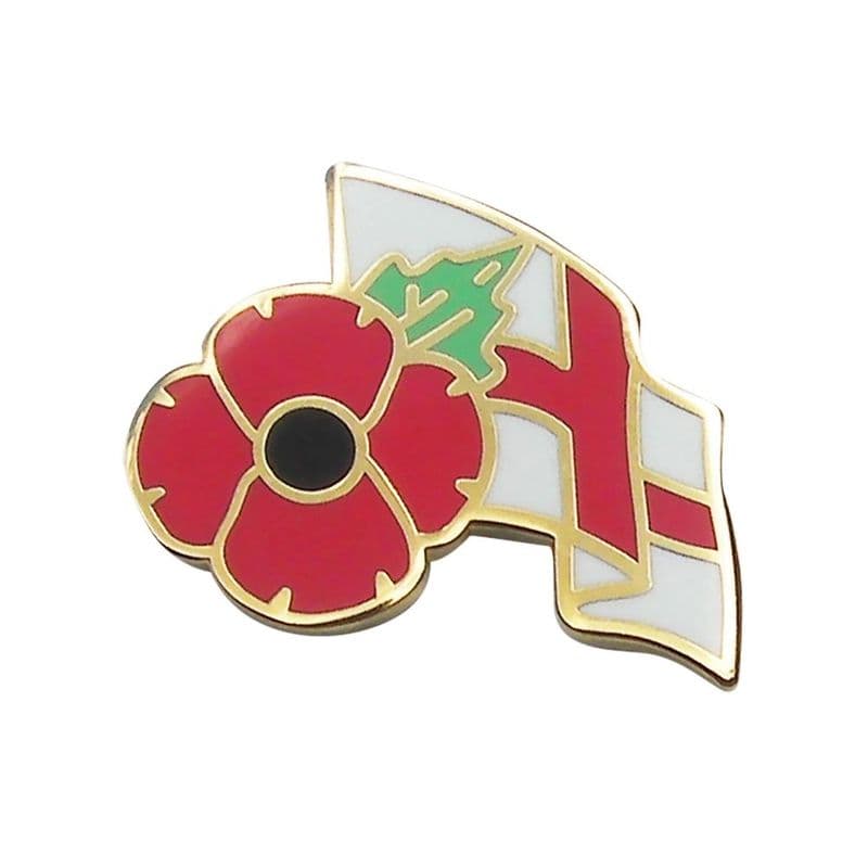 Poppy Badge with the St George Cross England Flag