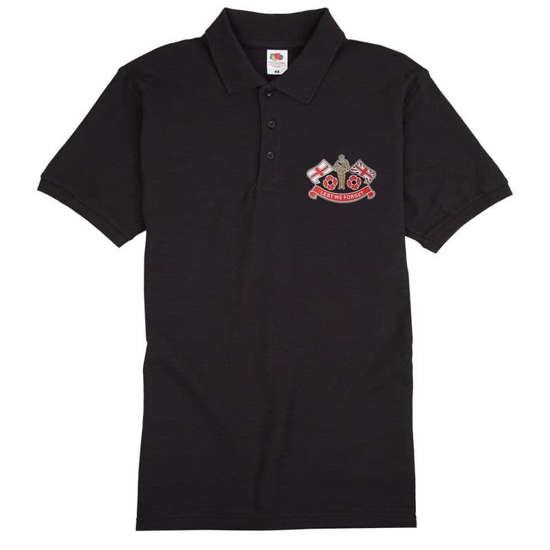 Remembrance Sunday Poppy Polo Shirt with soldier and flags logo