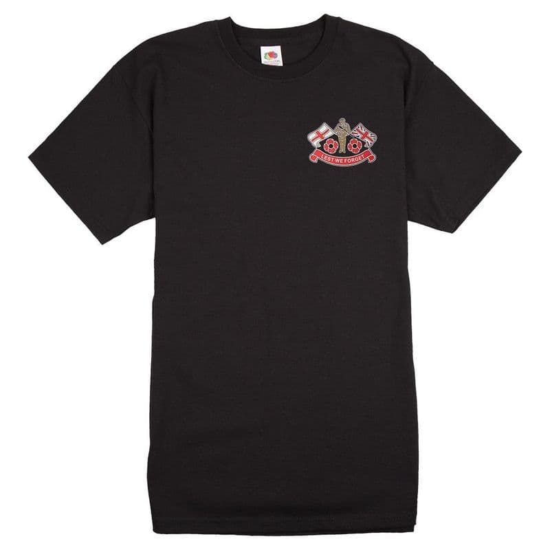 Remembrance Sunday Poppy T-shirt with soldier and flags logo