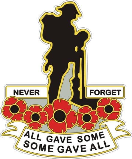 Poppy Car Sticker With Soldier and Poppies