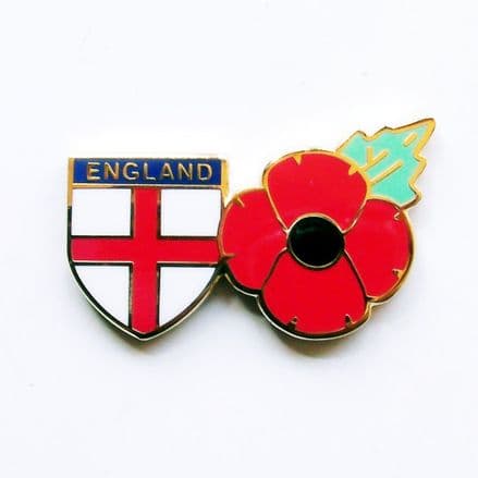 Poppy Lapel Badge with Cross of St George Shield