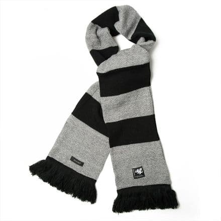Senlak Knitted Striped Scarf - Black and Heather Grey