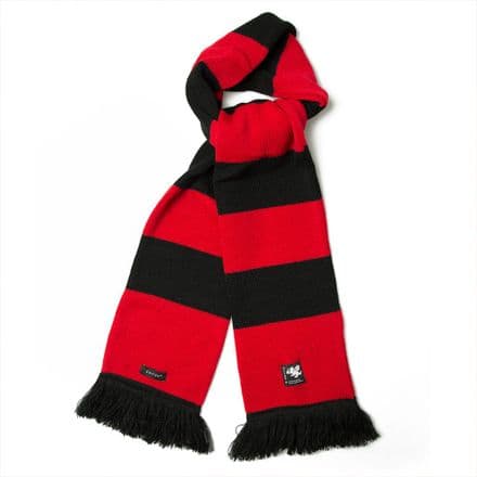 Senlak Knitted Striped Scarf - Black and Red