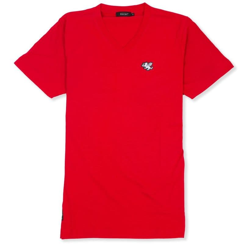 Senlak V-Neck Logo T-shirt - Red