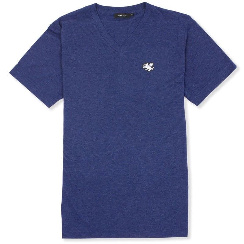 Senlak V-Neck Triblend Logo T-shirt - Navy