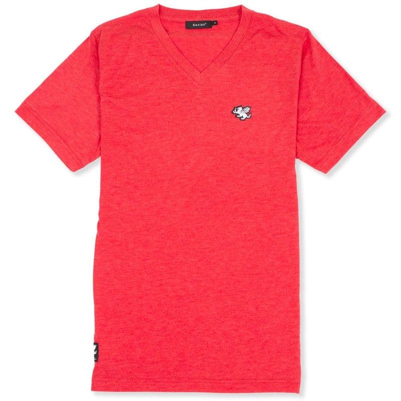 Senlak V-Neck Triblend Logo T-shirt - Red
