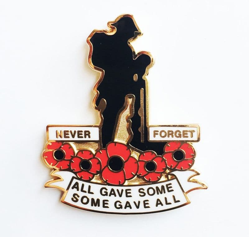 Soldier and Poppies Remembrance Day Lapel Badge