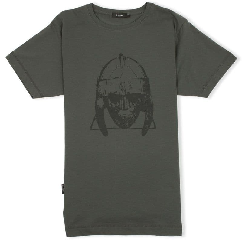 Sutton Hoo Charcoal Anglo-Saxon T-shirt with Senlak sleeve branding