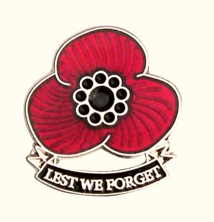 Three Petal Poppy Lapel Badge - Lest We Forget